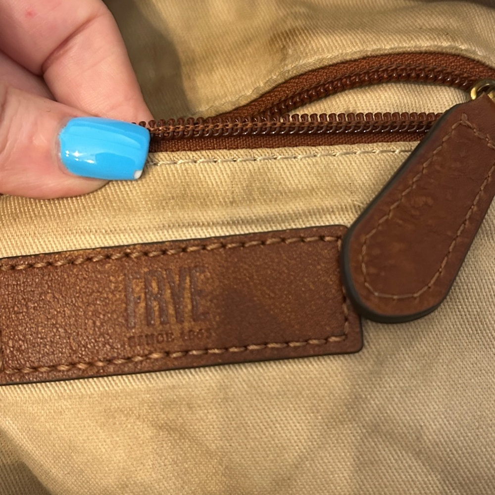 Frye Melissa Cognac Backpack crafted from antiqued pull-up Italian leather - Picture 11 of 13